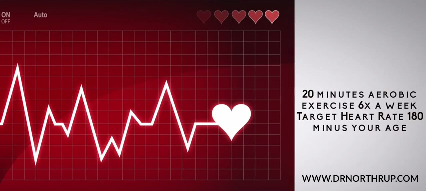 Get at least 20 Minutes of Aerobic Exercise 6x a week, with a target heart rate of 180 - [Your Age in Years], ex: 180-80 Years Young = 100 THR — DrNorthrup.com #agelessgoddess