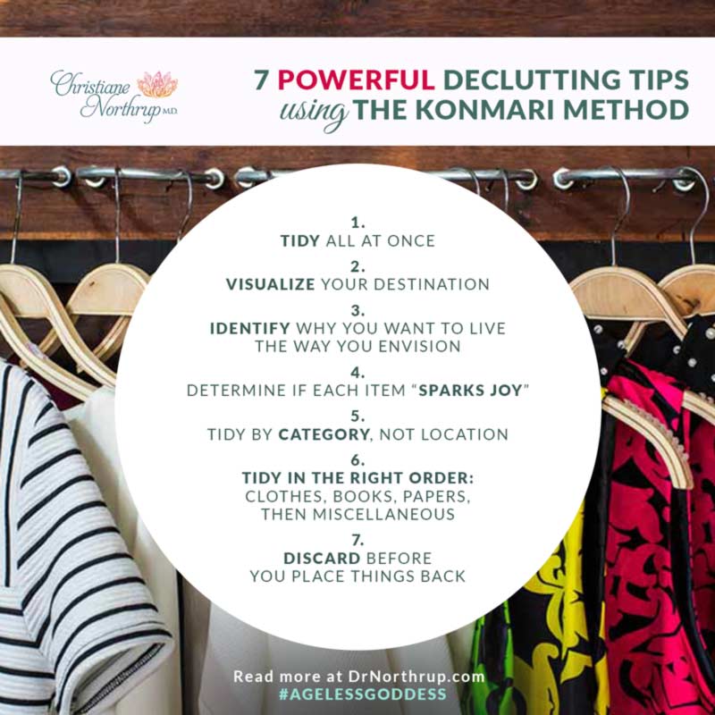7 Powerful Decluttering Tips Using the KonMari Method via DrNorthrup.com